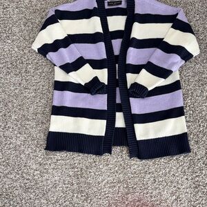Lane Bryant Navy and Cream Striped Cardigan